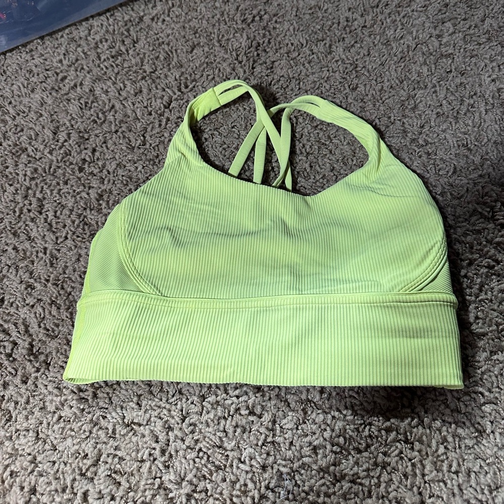 Lululemon Energy Bra Long Line *Ribbed in electric lemon